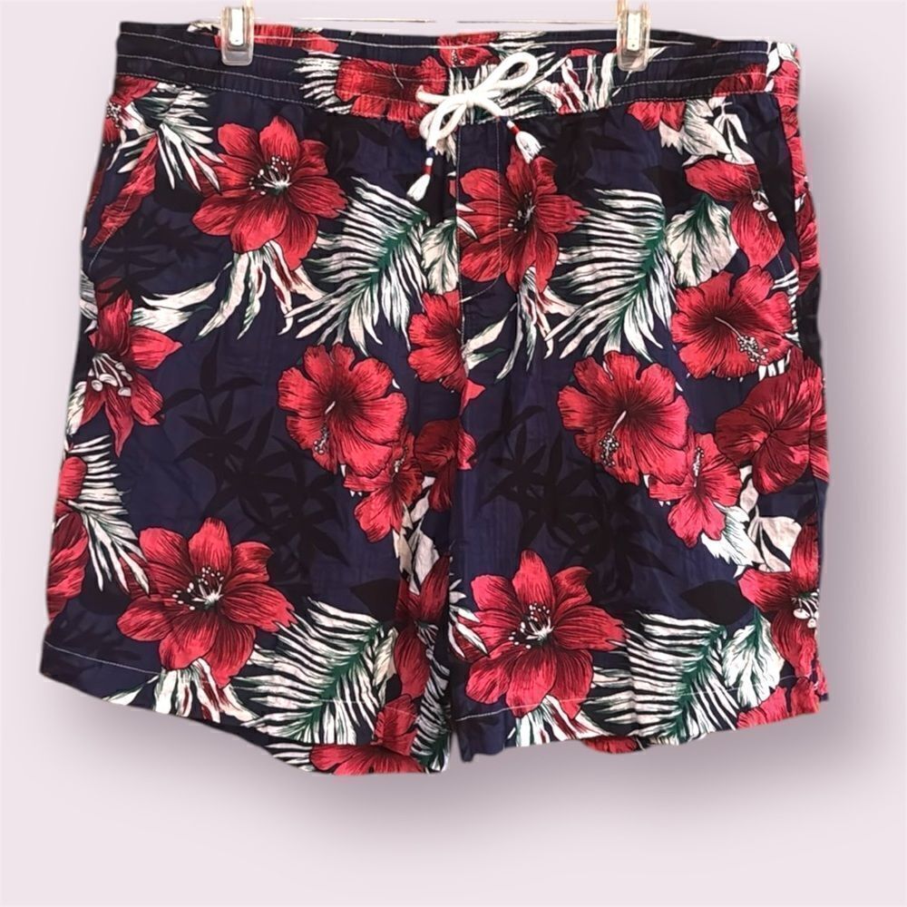 JOGAL Hibiscus Floral Hawaiian Print Shorts